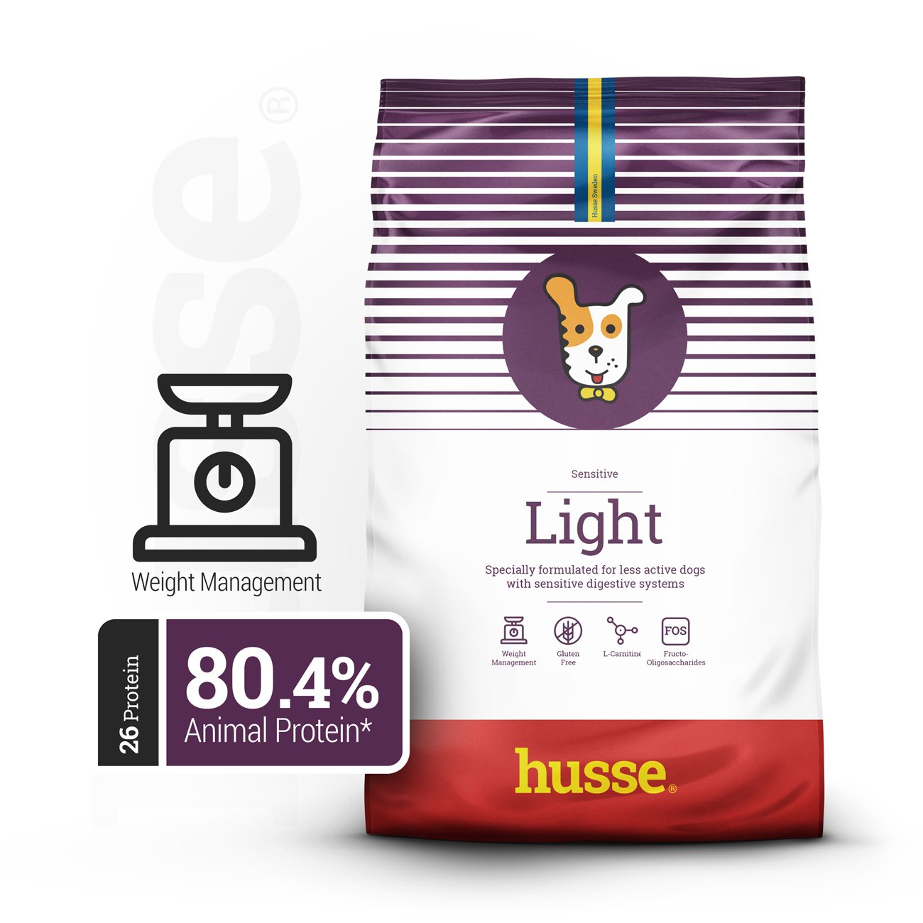 Sensitive Light, 2 x 12.5kg - Husse Natural Complete Adult Dry Dog Food Chicken Based Low Fat Gluten-Free Hypoallergenic