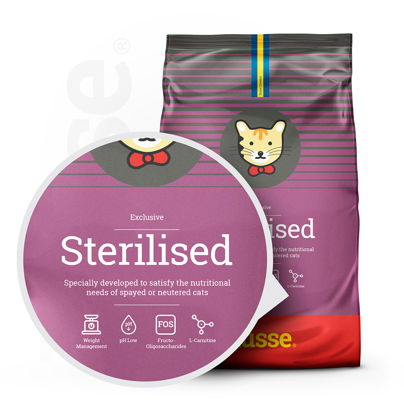 Exclusive Sterilised, 2kg - Husse Natural Complete Adult Sterilised Dry Cat Food Chicken Based Weight Management