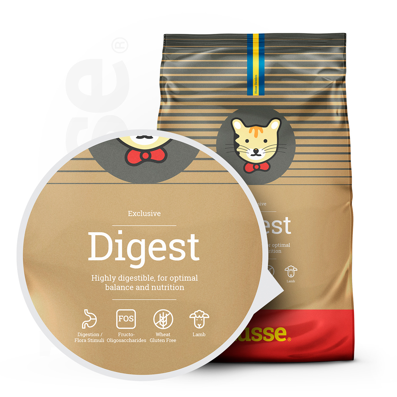 Exclusive Digest, 2kg - Husse Natural Complete Adult Delicious Dry Cat Food Lamb & Rice Hypoallergenic
