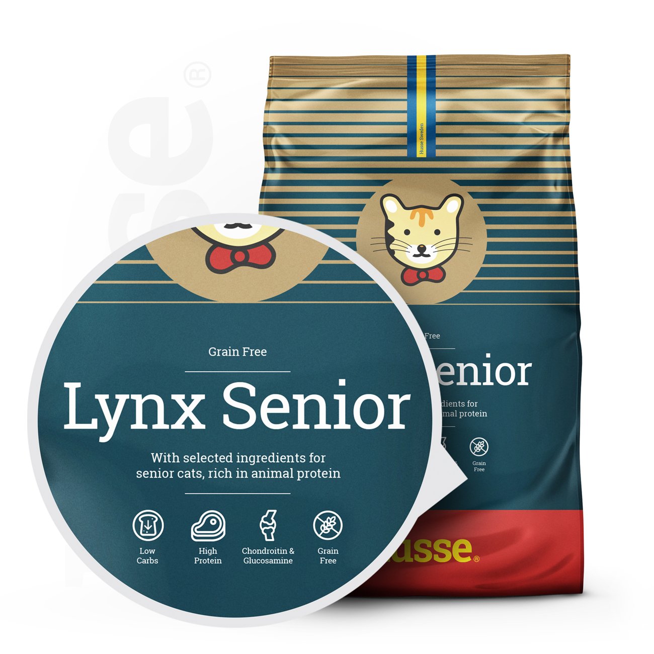 Lynx Senior, 7kg - Husse Natural Complete Senior Delicious Dry Cat Food Chicken & Salmon Grain Free Gluten Free High Protein & Fat Low Carbohydrate