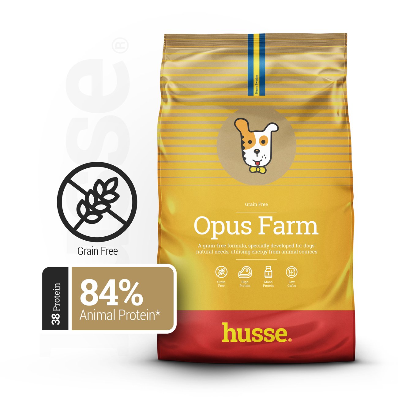 Opus Farm, 2 x 12kg - Husse Natural Complete Adult Dry Dog Food Chicken & Potatoe Grain-Free Hypoallergenic