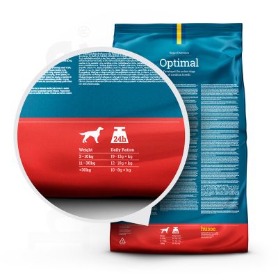 Optimal, 2 x 12kg - Husse Natural Complete Adult Dry Dog Food Chicken Based High Energy for Active Dogs
