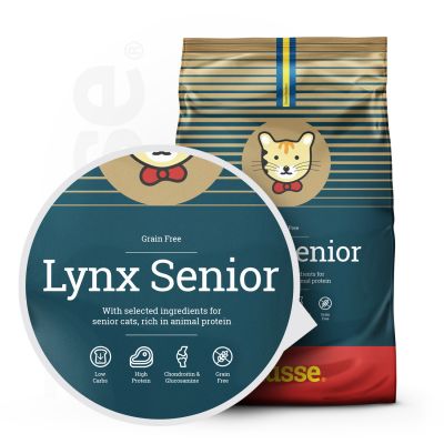 Lynx Senior, 7kg - Husse Natural Complete Senior Delicious Dry Cat Food Chicken & Salmon Grain Free Gluten Free High Protein & Fat Low Carbohydrate