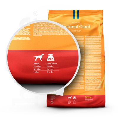 Optimal Giant, 12kg - Husse Natural Complete Adult Dry Dog Food Chicken High Energy for Large Active Dogs