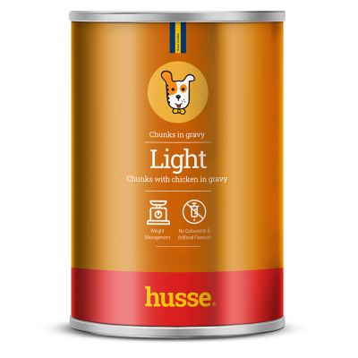 Light, box | 24 cans of tasty chunks with chicken for dogs